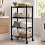 StockMAX Heavy Duty Rolling Wire Storage Shelves for Kitchen/Pantry/Basement