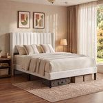 StockMAX Upholstered Platform Bed Frame，Modern Accent Indoor Bedroom Furniture