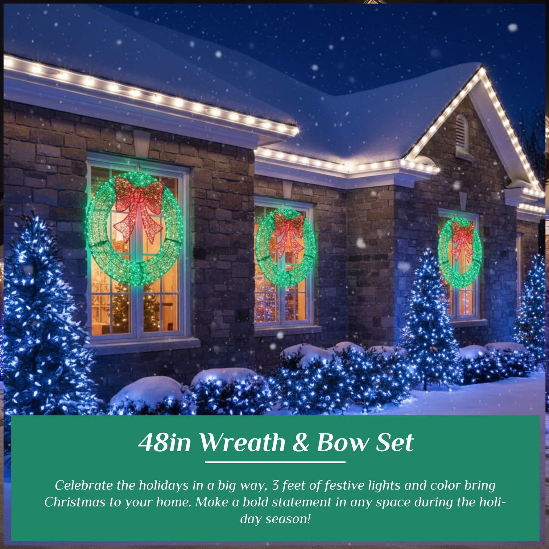 StockMAX Illuminated Christmas Wreath - Outdoor Holiday Decor with Remote