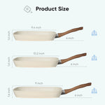 StockMAX Nonstick Cookware Set, Square Frying Pan Set with Wooden Handle