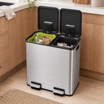 StockMAXDouble-Bin Stainless Steel Trash Can with Lid