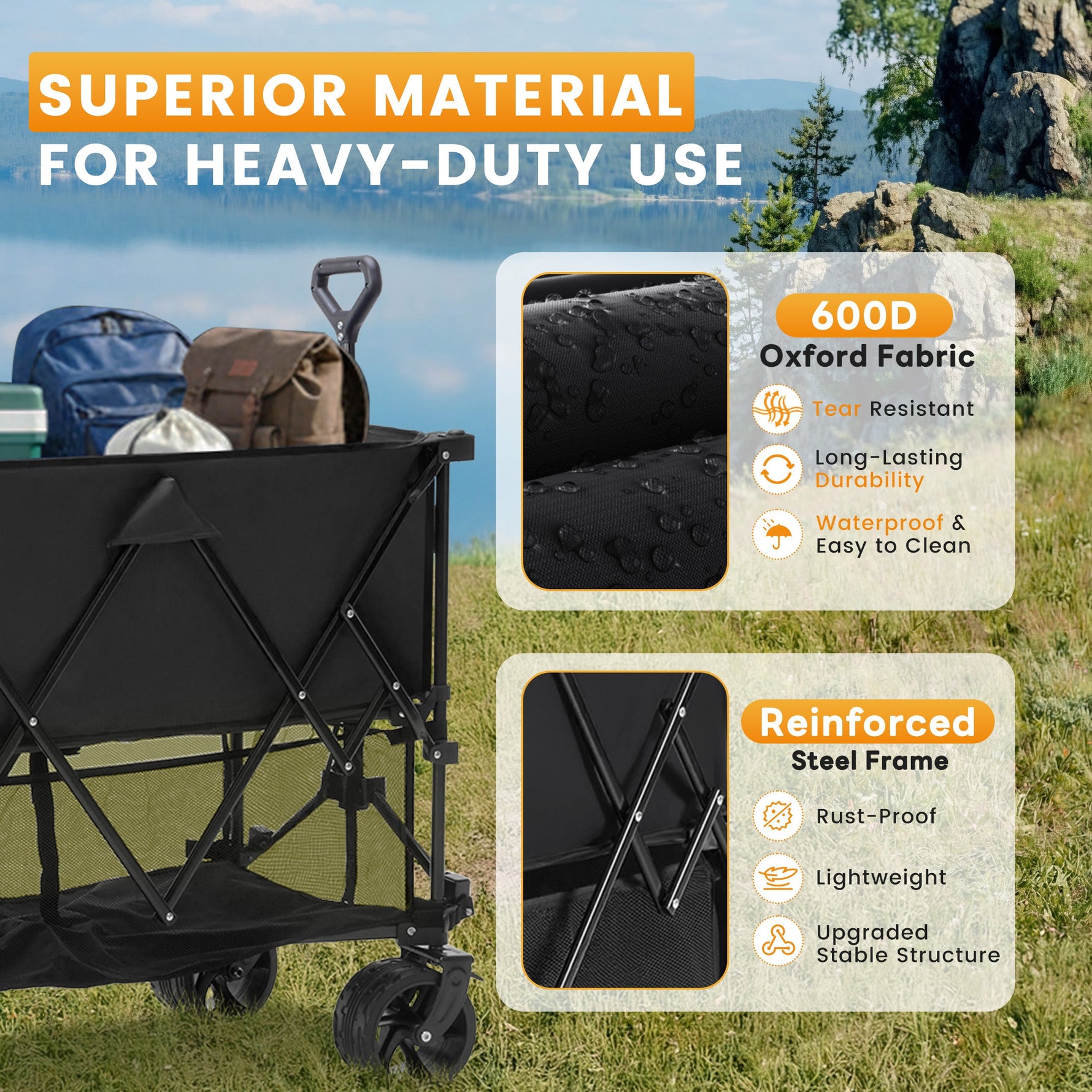StockMAX HaulMaster 400L Folding Wagon Cart for Camping and Outdoor Use