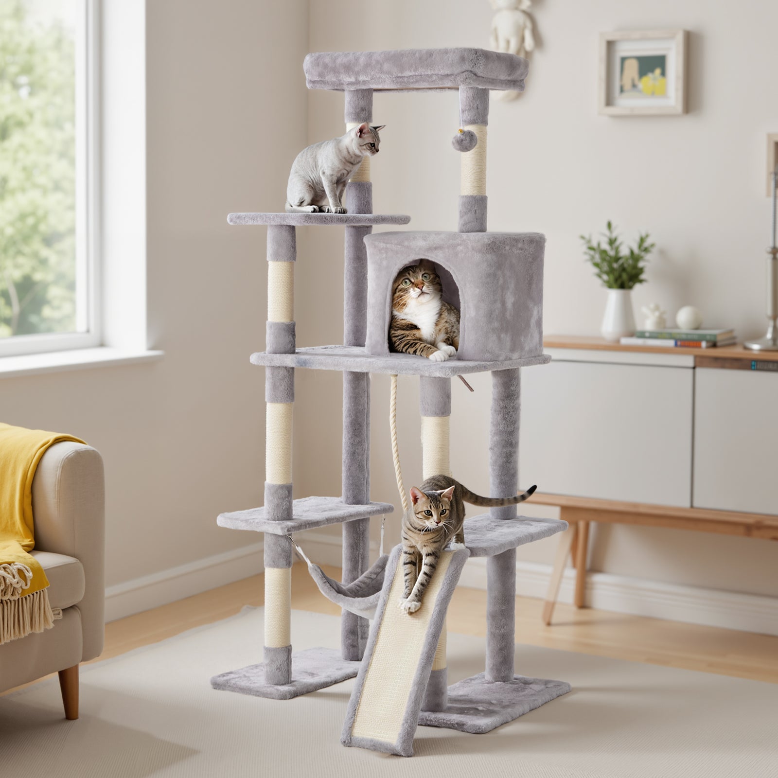 StockMAX 63 Inch Plush Cat Tree Tower for Indoor Cats