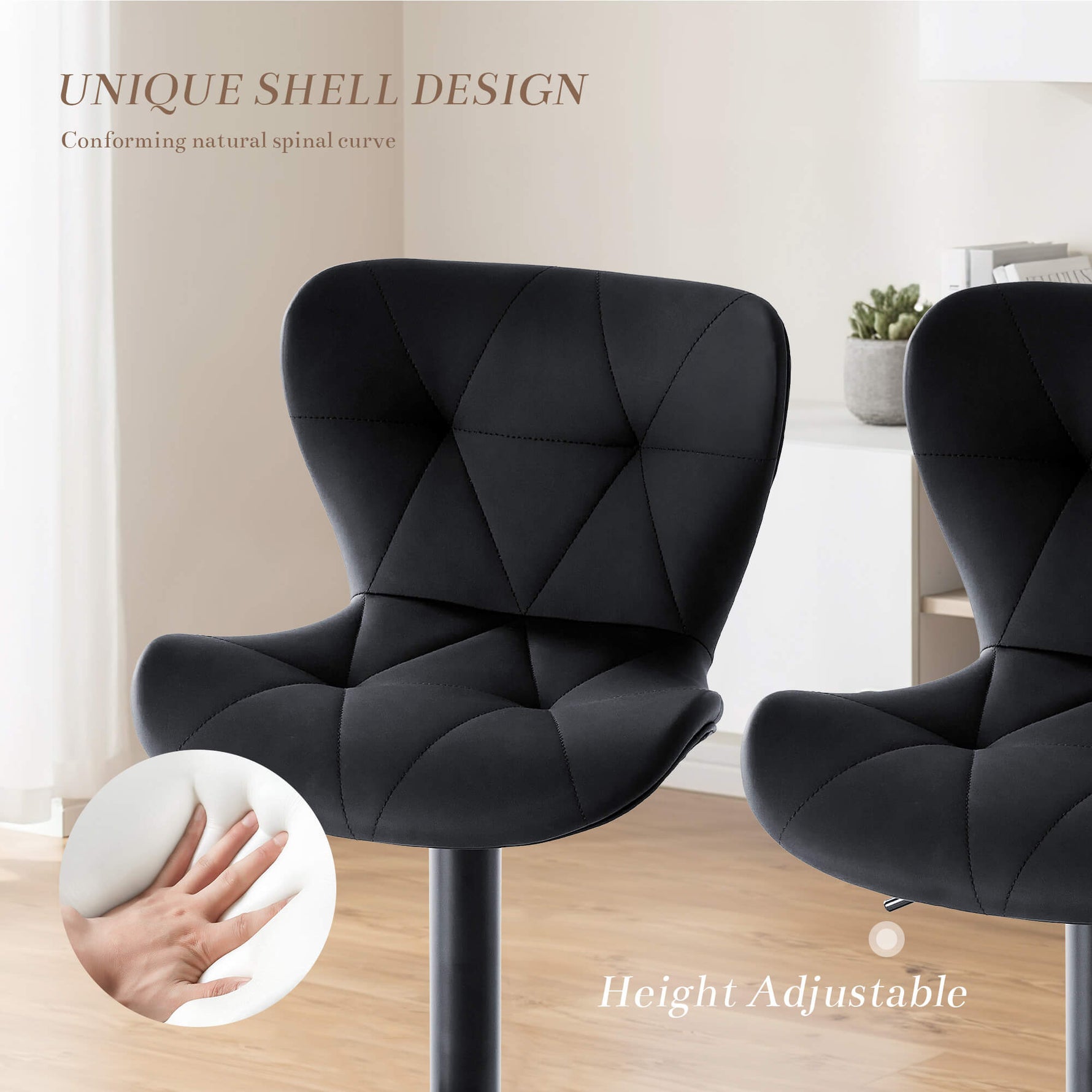 StockMAX Faux Leather Diamond-Quilted Bar Stool-set of 2