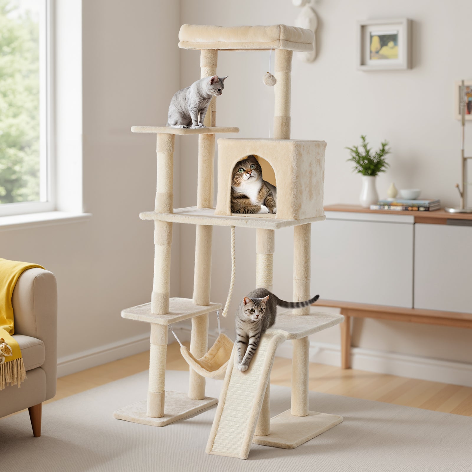StockMAX 63 Inch Plush Cat Tree Tower for Indoor Cats