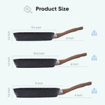 StockMAX Nonstick Cookware Set, Square Frying Pan Set with Wooden Handle