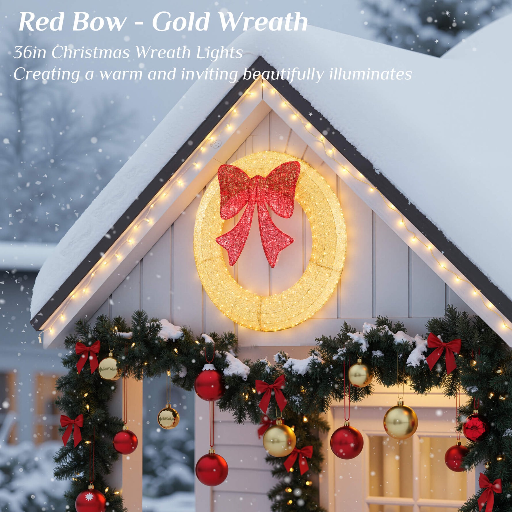 StockMAX Illuminated Christmas Wreath - Outdoor Holiday Decor with Remote