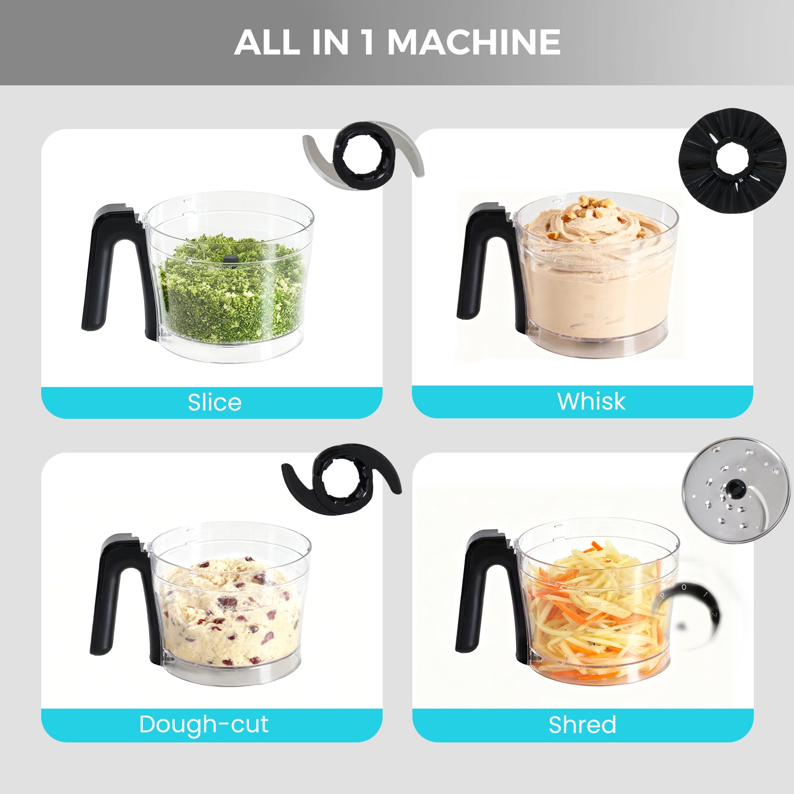 StockMAX 8-Cup Food Processor, Vegetable Chopper with accessories