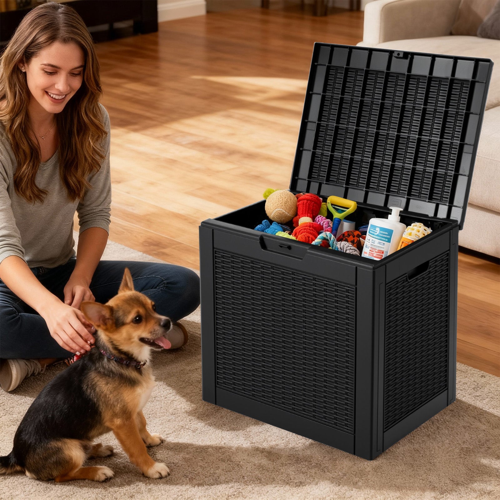 StockMAX 31 Gallon Resin Deck Box, Lockable Patio Storage Box