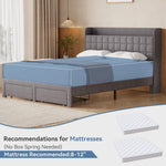 StockMAX Upholstered Heavy Duty Platform Bed Frame with Drawers