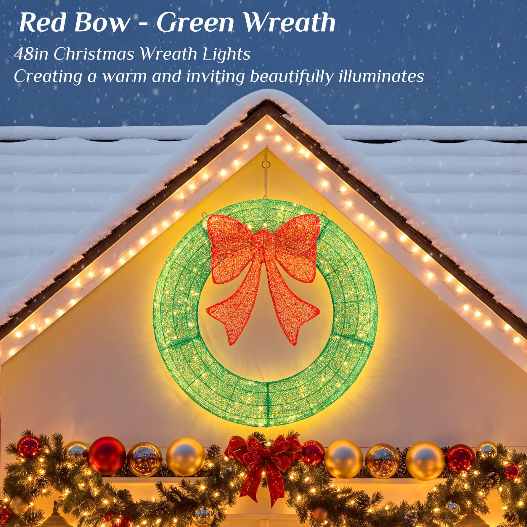 StockMAX Illuminated Christmas Wreath - Outdoor Holiday Decor with Remote