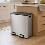 StockMAXDouble-Bin Stainless Steel Trash Can with Lid