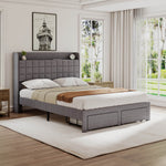 StockMAX Upholstered Heavy Duty Platform Bed Frame with Drawers
