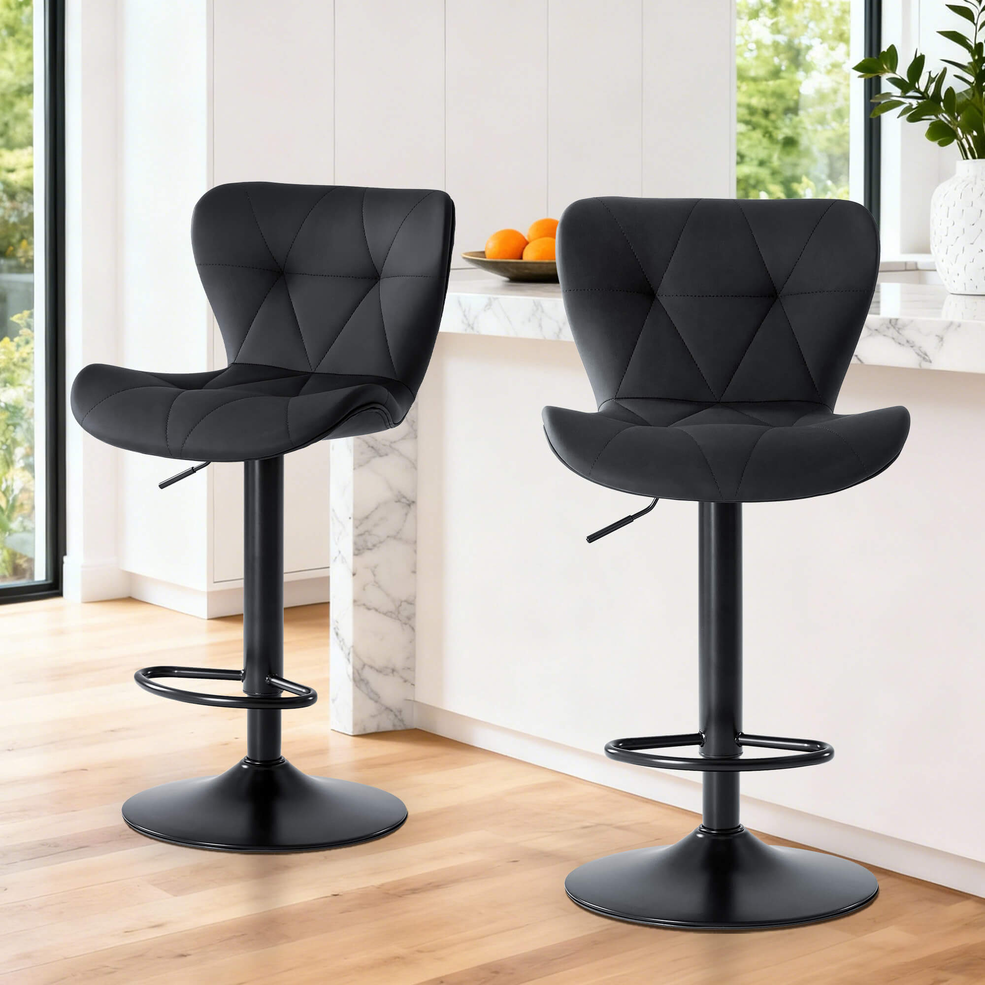 StockMAX Faux Leather Diamond-Quilted Bar Stool-set of 2