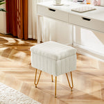StockMAX Vanity Stool Chair with Storage and Adjustable Metal Feet