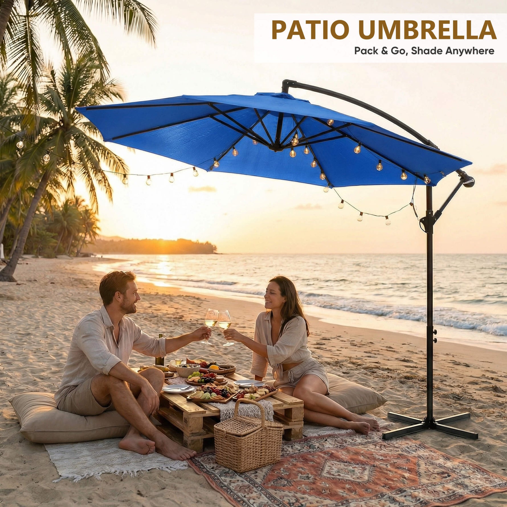 StockMAX 10ft Cantilever Patio Umbrella with Crank Lift Mechanism for Garden, Backyard, Poolside
