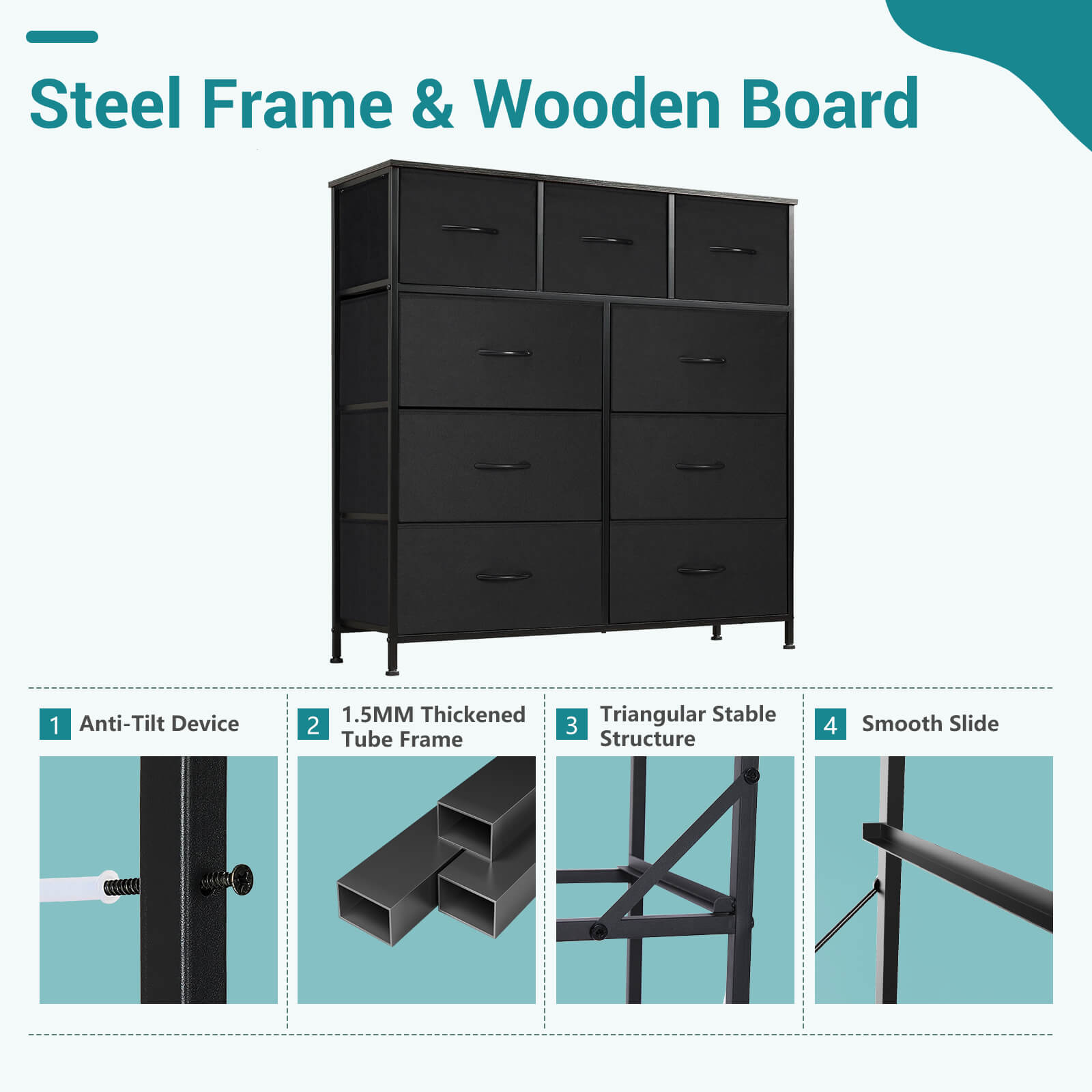 9 Drawer Storage Cabinet16#color_black
