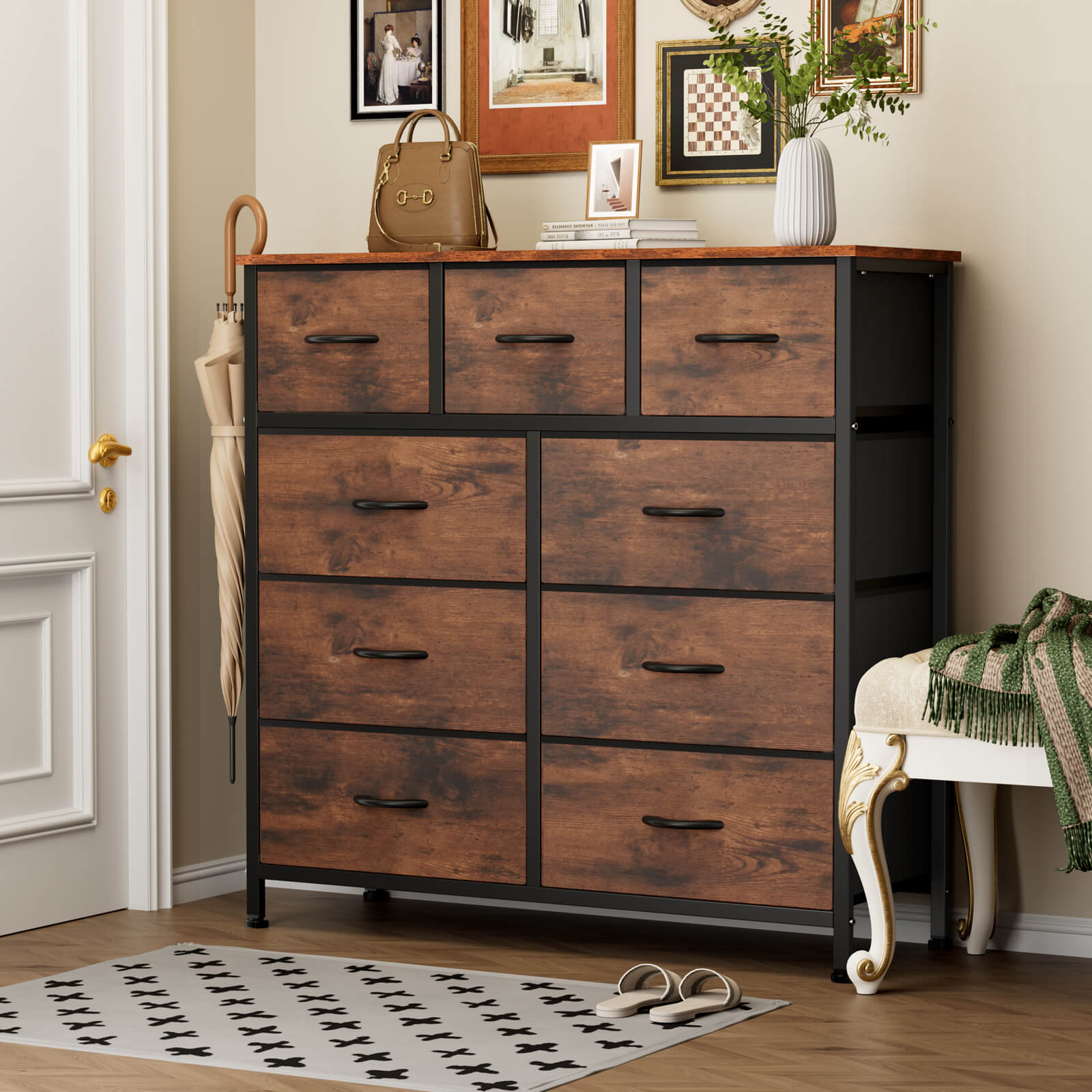 9 Drawer Storage Cabinet20#color_brown