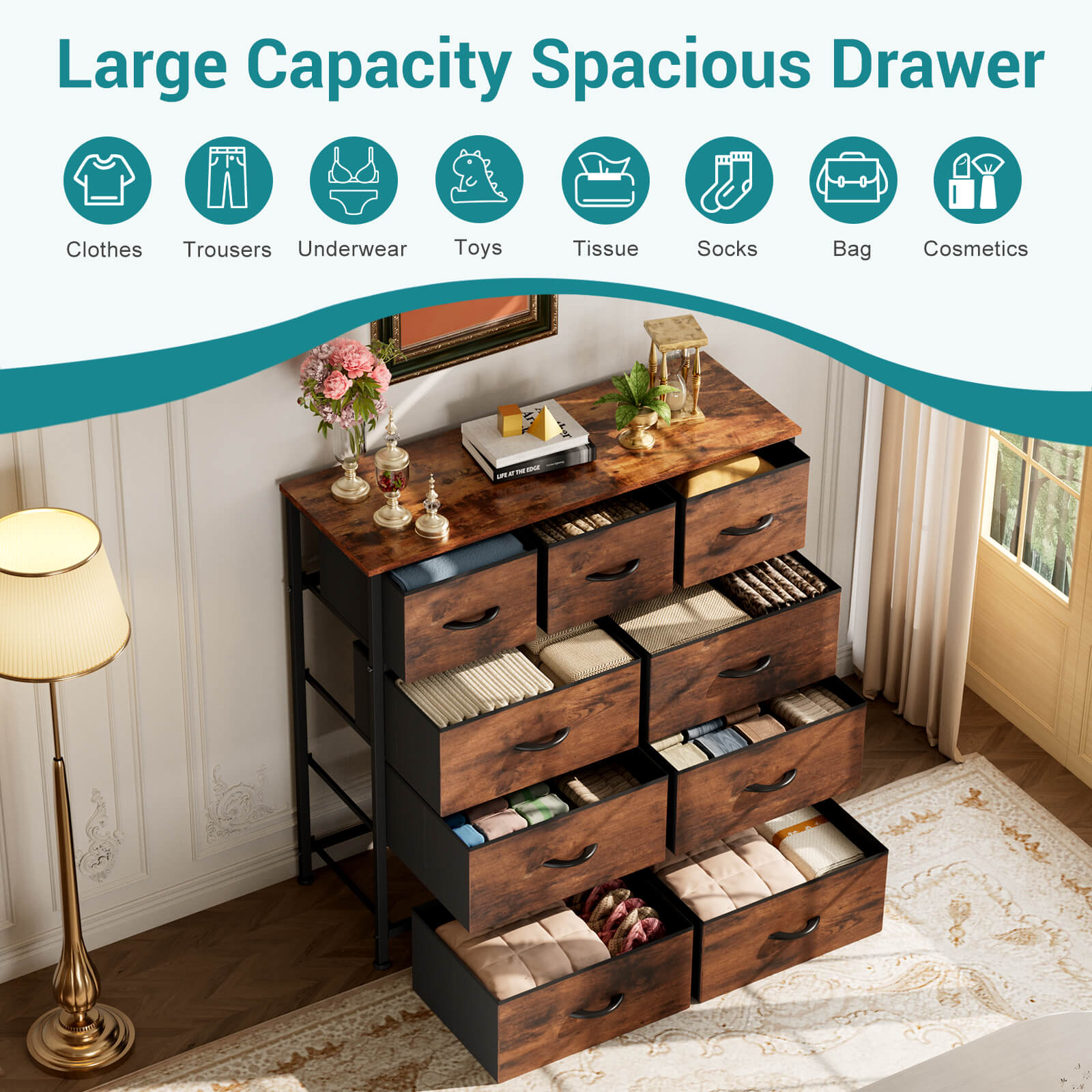 9 Drawer Storage Cabinet22#color_brown