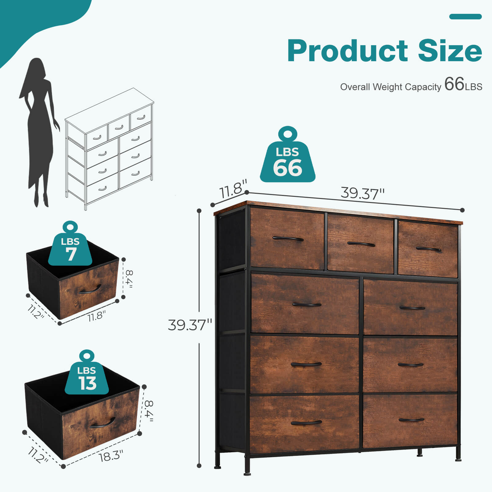 9 Drawer Storage Cabinet25#color_brown