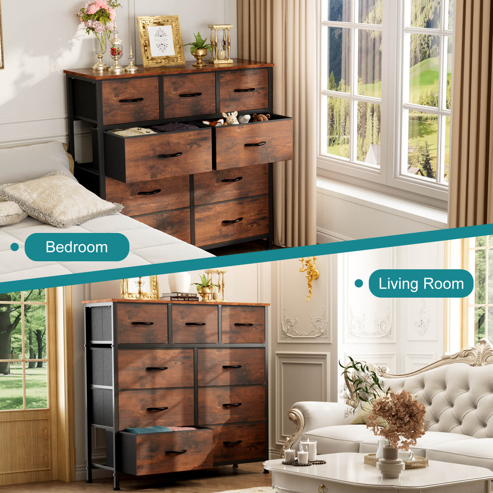 9 Drawer Storage Cabinet27#color_brown