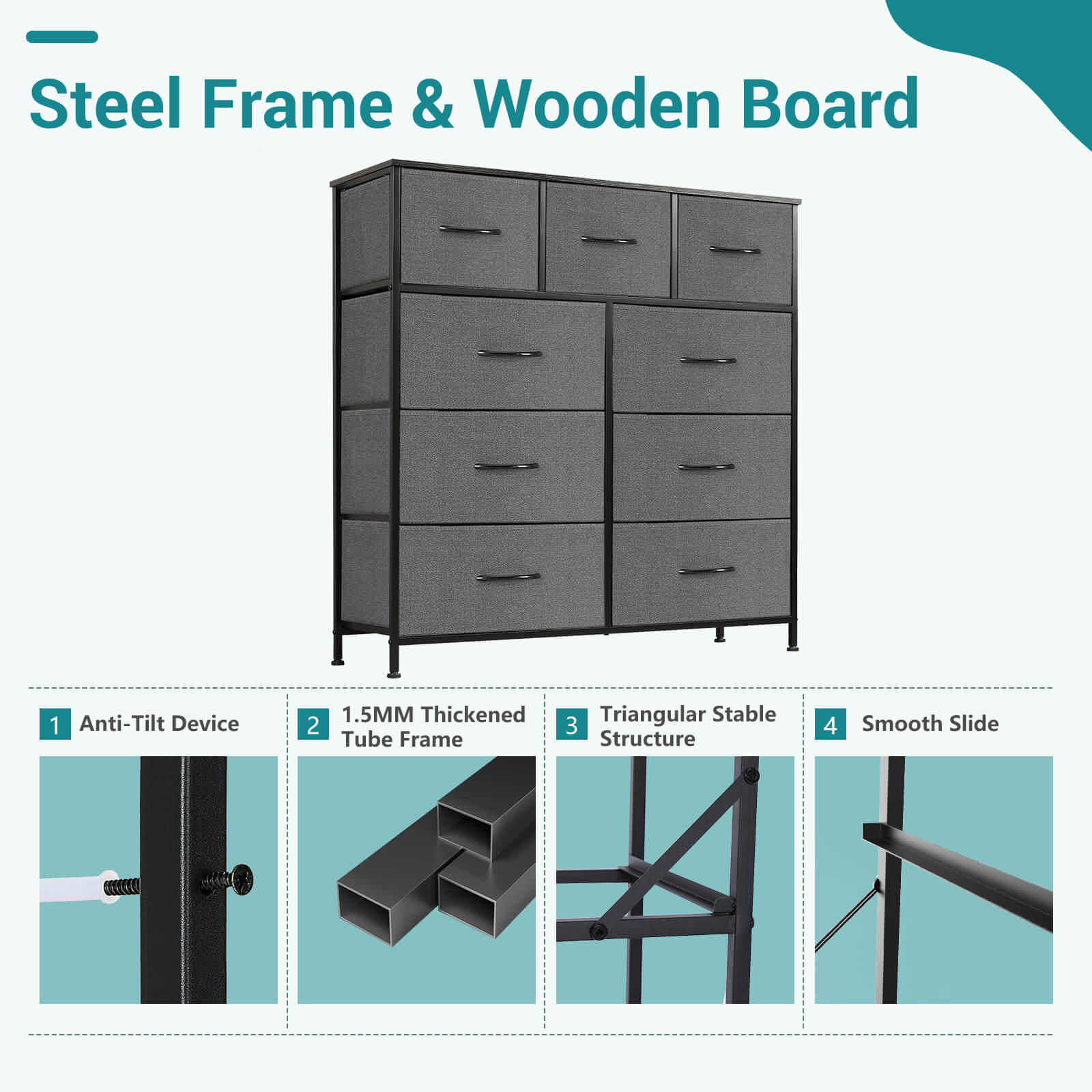 9 Drawer Storage Cabinet7#color_grey