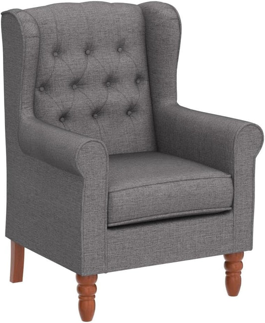 Thick Upholstered Button Tufted Wingback Armchair B226