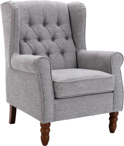 Thick Upholstered Button Tufted Wingback Armchair B226