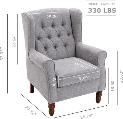 Thick Upholstered Button Tufted Wingback Armchair B226