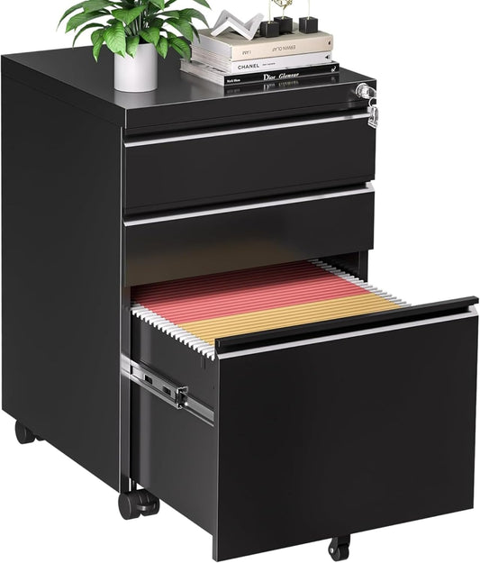 3 Drawer Mobile Rolling File Cabinet D3FW