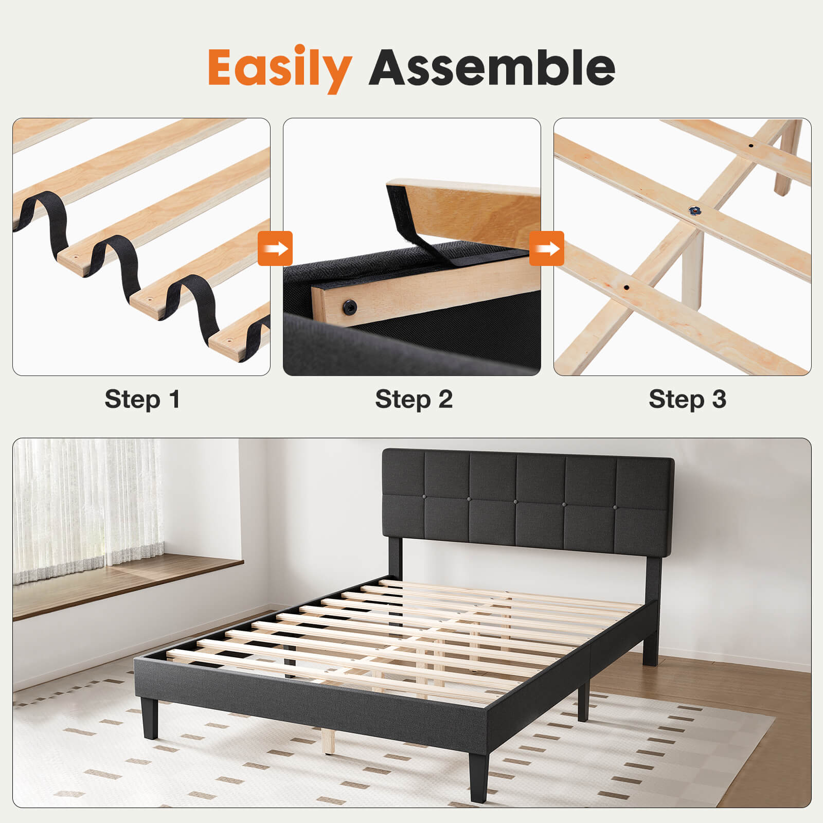 StockMAX Bed Frame with Headboard for Bedroom