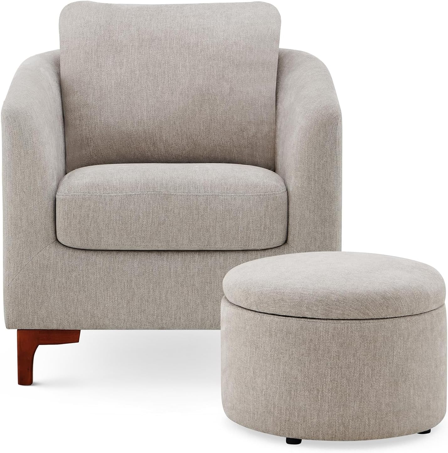 Sherpa Accent Chair with Storage Ottoman Set H26