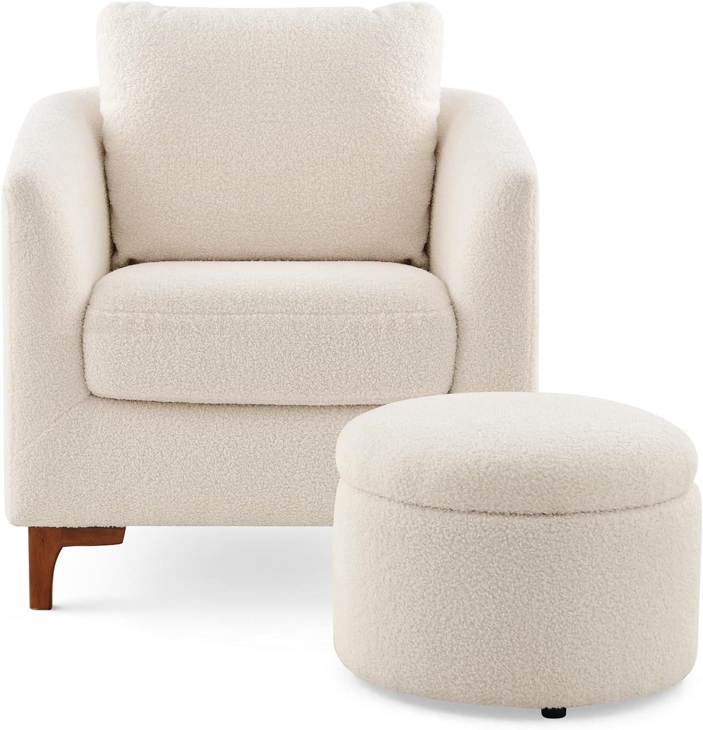 Sherpa Accent Chair with Storage Ottoman Set H26