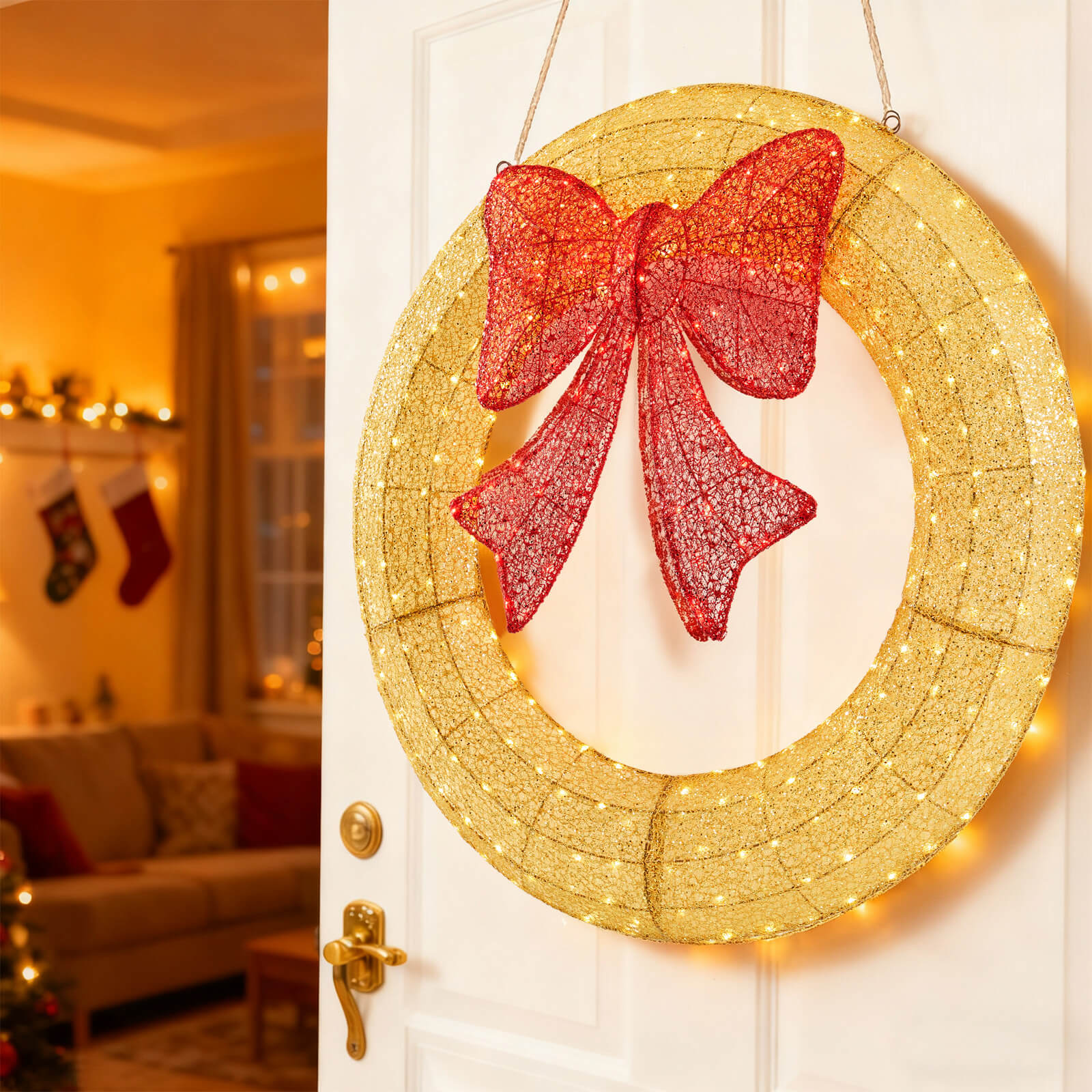 StockMAX Illuminated Christmas Wreath - Outdoor Holiday Decor with Remote