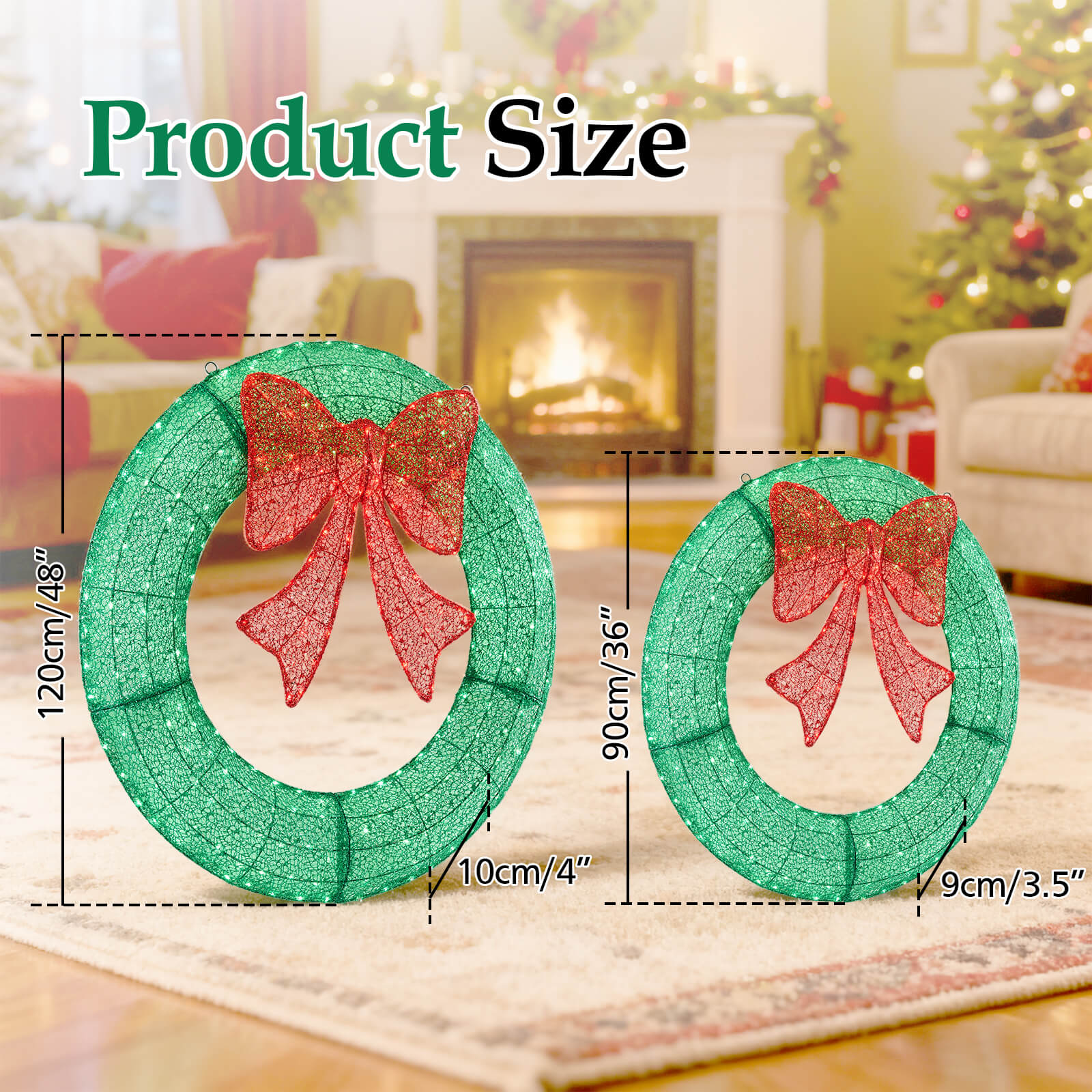 StockMAX Illuminated Christmas Wreath - Outdoor Holiday Decor with Remote