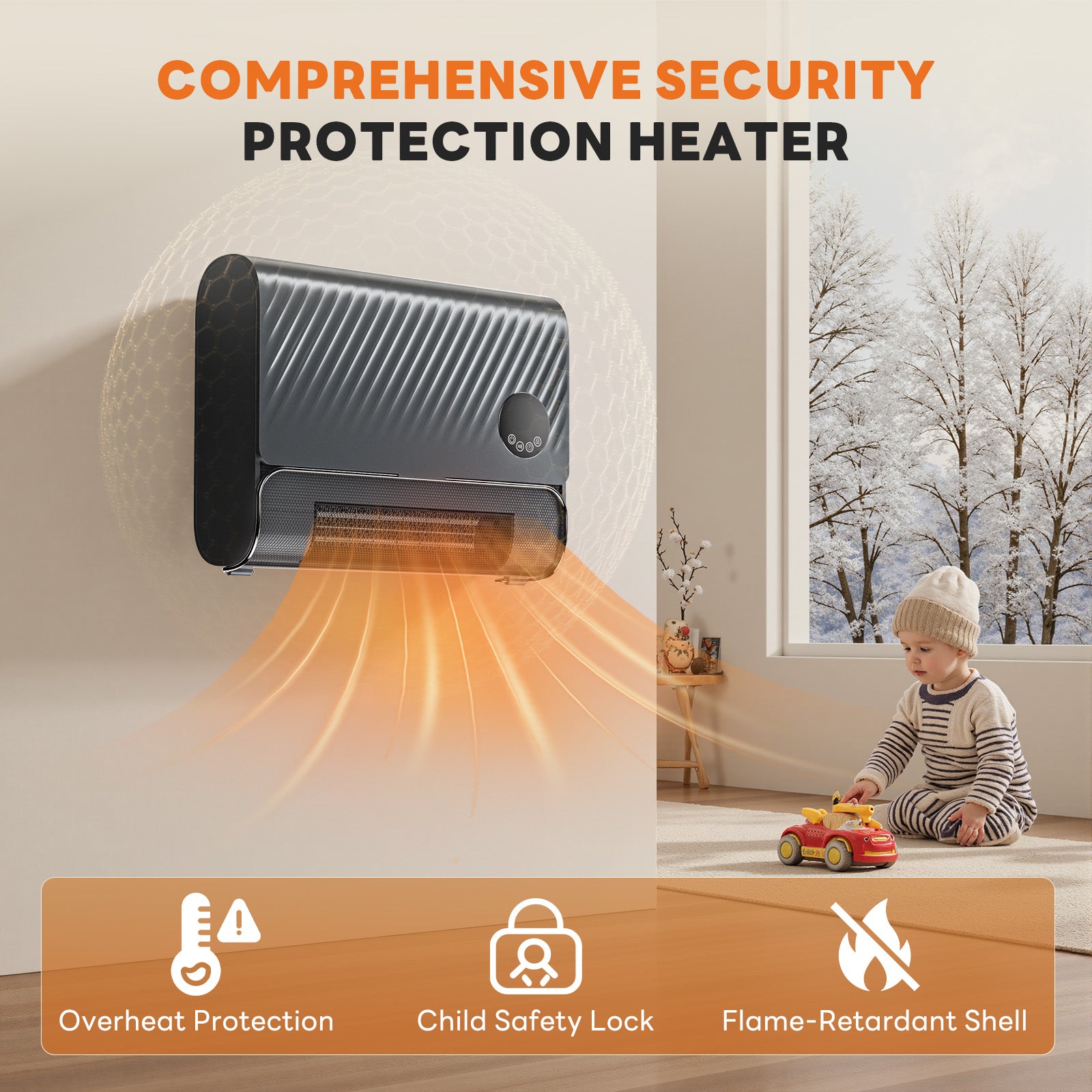 StockMAX Electric Wall Heater 1500W, 12-Hour Timer for Indoor