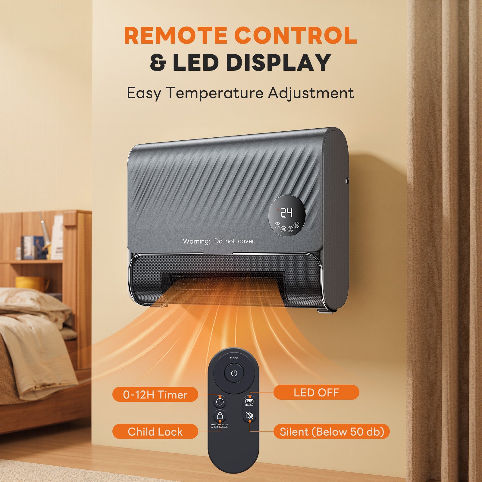 StockMAX Electric Wall Heater 1500W, 12-Hour Timer for Indoor