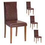 StockMAX High-back Wooden PU Leather Dining Chair-Set of 4