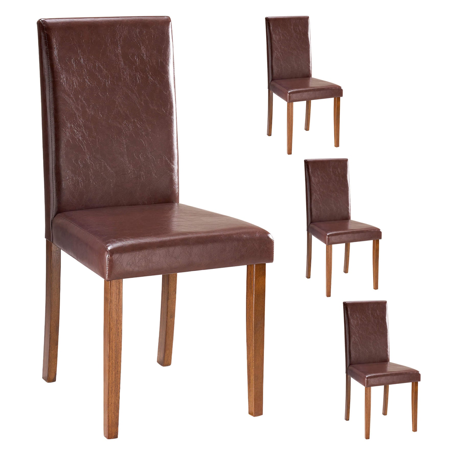 StockMAX High-back Wooden PU Leather Dining Chair-Set of 4