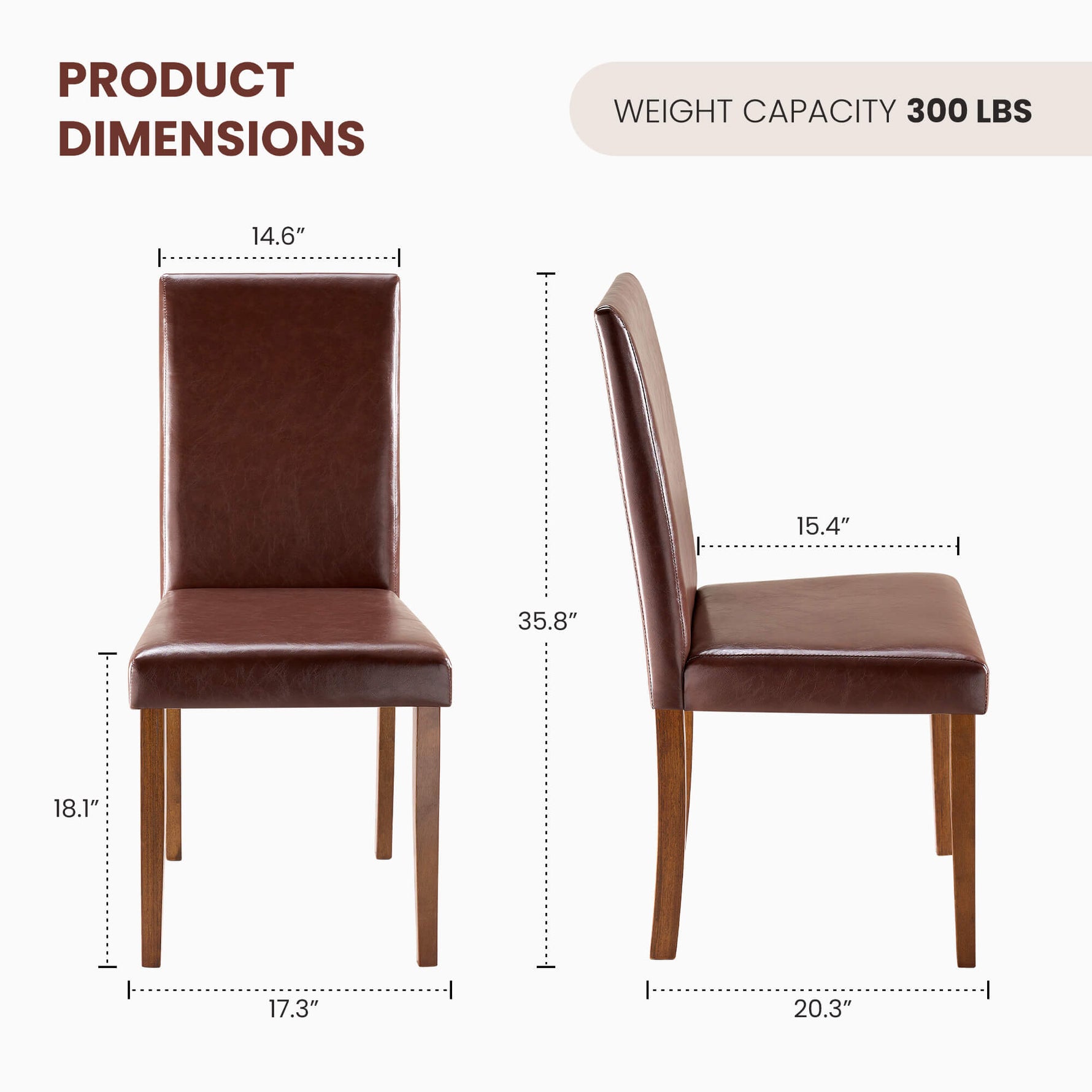 StockMAX High-back Wooden PU Leather Dining Chair-Set of 4