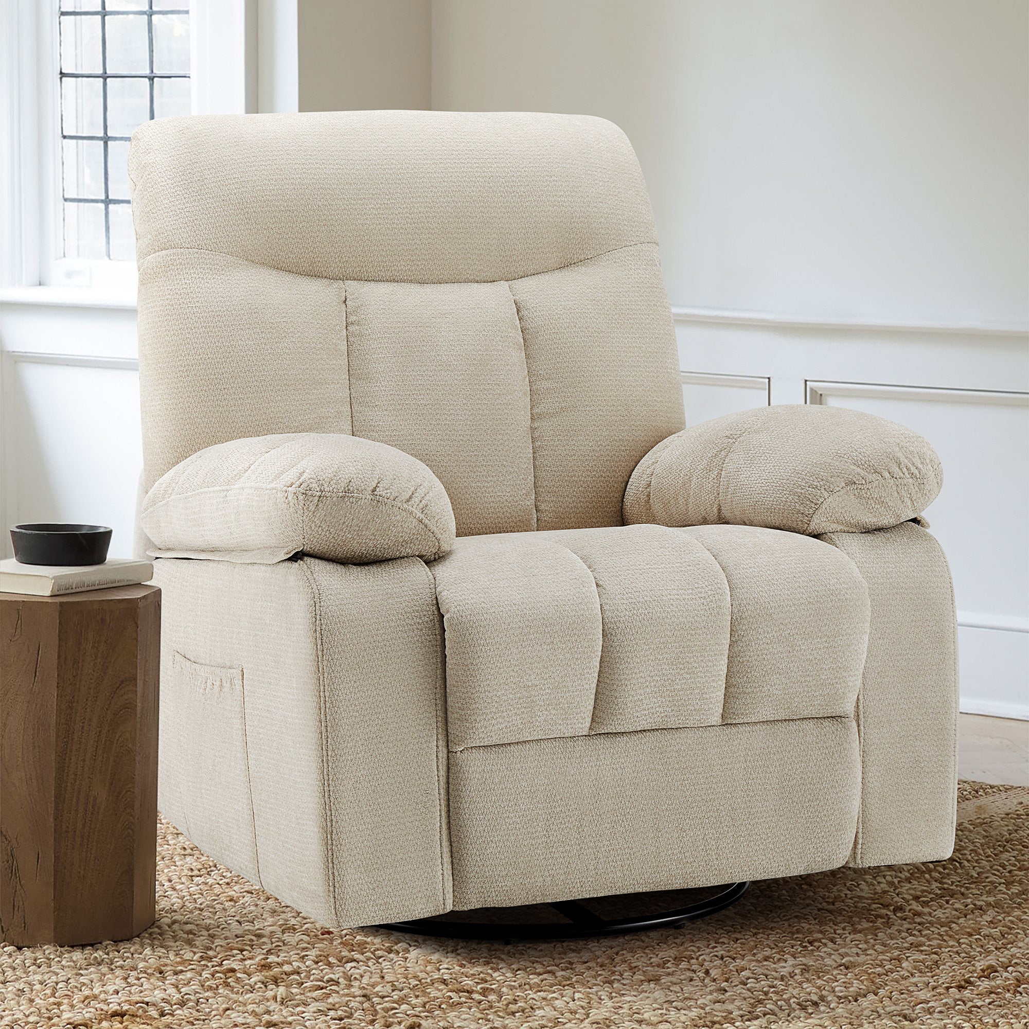 StockMAX Swivel Rocker Recliner Chair with Massage and Heat for Living