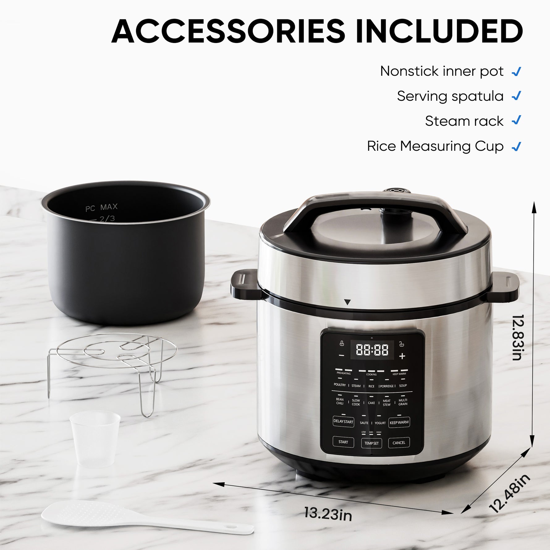 StockMAX 12-in-1 Electric Pressure Cooker with Stainless Steel Pot