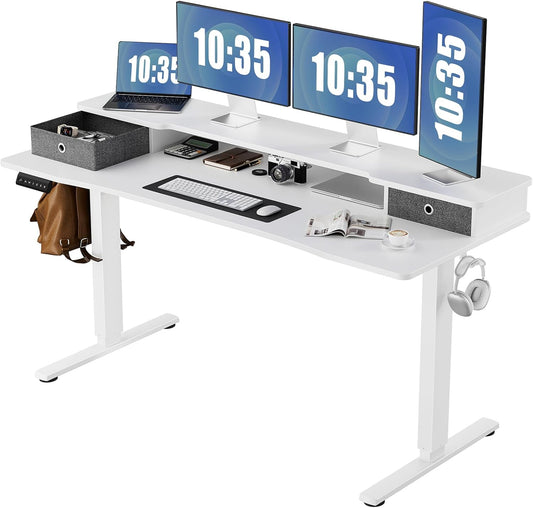 Electric Standing Desk with Double Drawer 6324SS