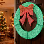 StockMAX Illuminated Christmas Wreath - Outdoor Holiday Decor with Remote