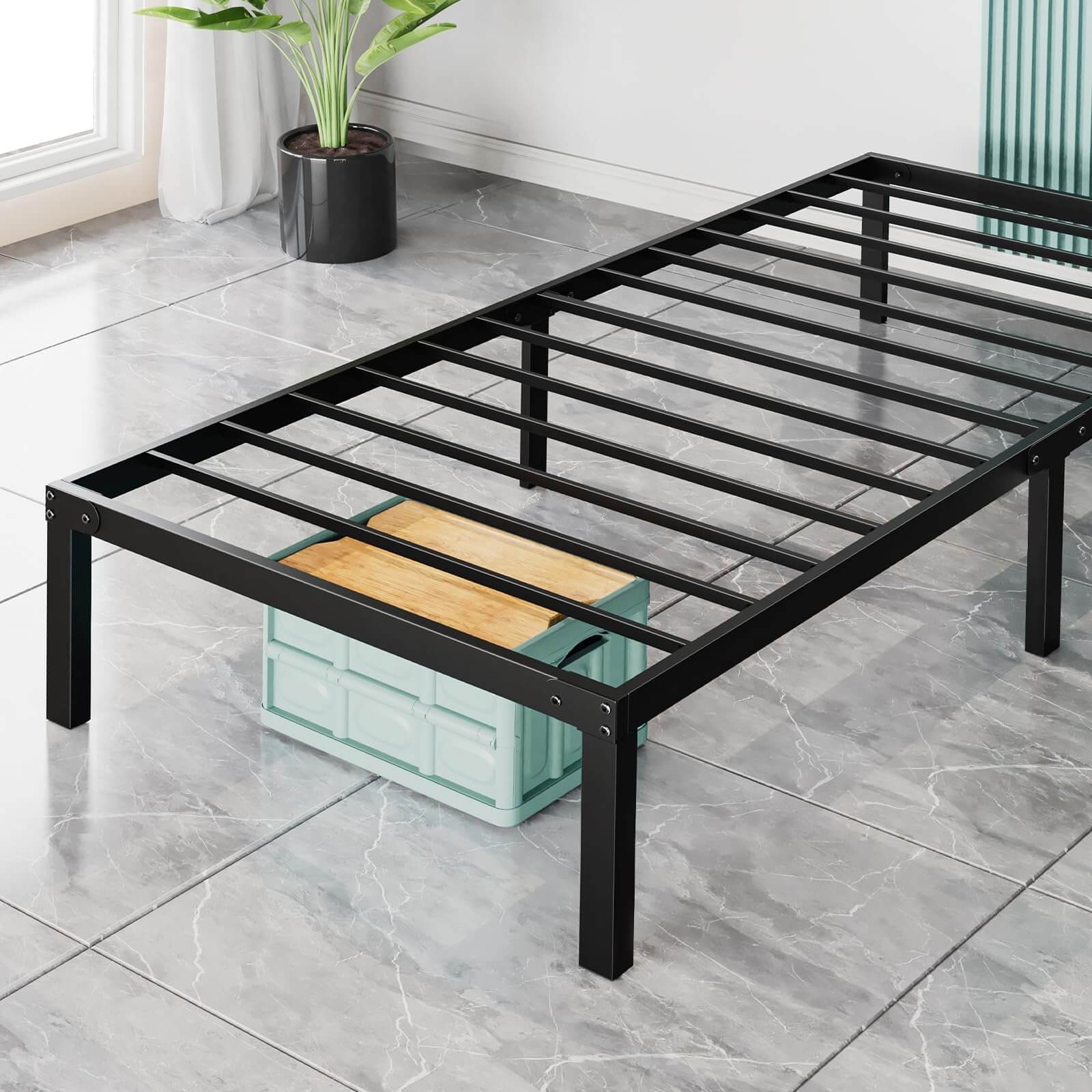 StockMAX Heavy Duty Metal Bed Frame with Under-Bed Storage for Bedroom